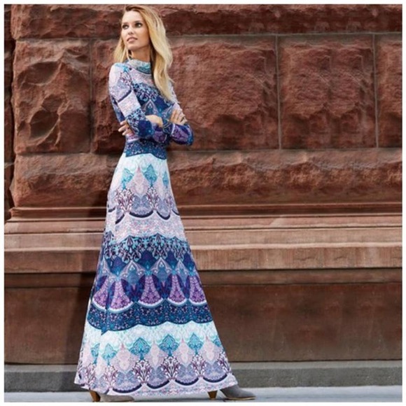 New York & Company Dresses & Skirts - New York and Company The Bohemian Ornate Print Maxi Dress Blue Lyrics Small